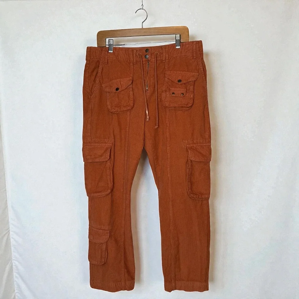 Free People Tahiti Corduroy Cargo Pants‎ Copper Retro Utility size Medium - Picture 2 of 7